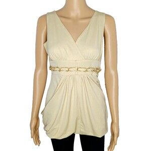 Shimmery Golden Draped Cleopatra Pleated Chain Link Belted Top Clubbing Dancing